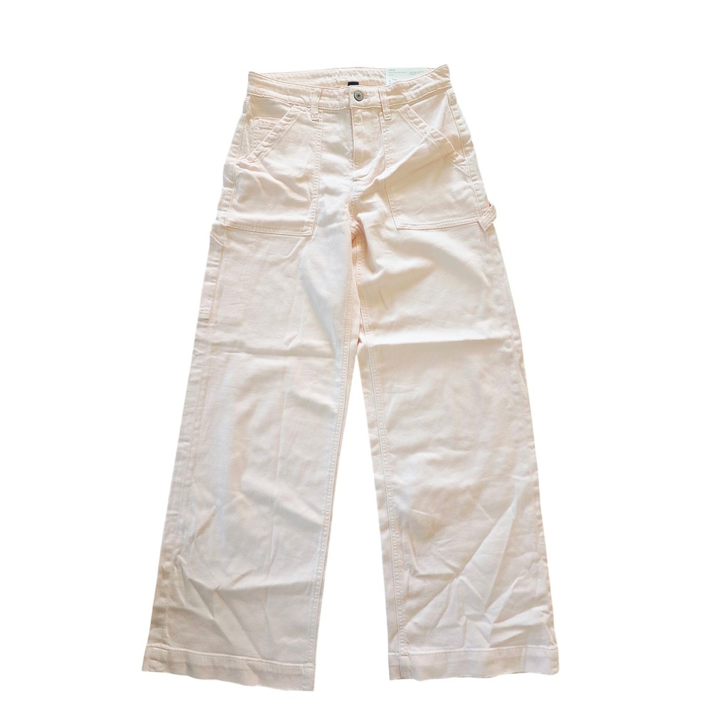 American Eagle 6 Super High-Rise Baggy Wide Leg Jeans Pale Pink 28W NWT - Picture 3 of 16